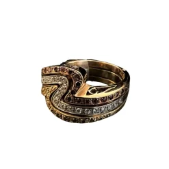 Bague bandeau diamants FANCY roses, jaunes et blancs