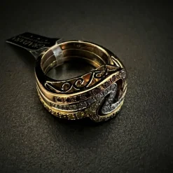 Bague bandeau diamants FANCY roses, jaunes et blancs