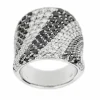 Bague bandeau diamants noirs et blancs