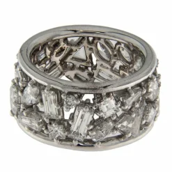 Bague bandeau en or blanc et diamants