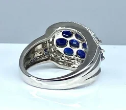 Bague bandeau en or blanc 10 saphirs et diamants
