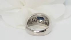 Bague Bandeau En Or Blanc, Saphir Et Diamants