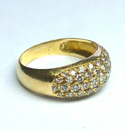 bague bandeau en or jaune et diamants
