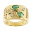 Bague bandeau émeraudes et diamants