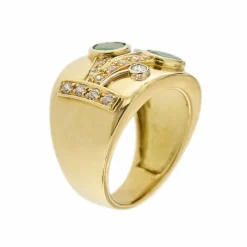 Bague bandeau émeraudes et diamants