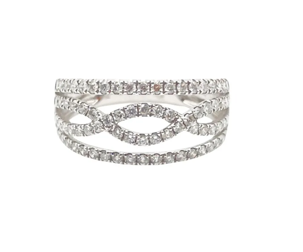 Bague bandeau Or blanc Diamants