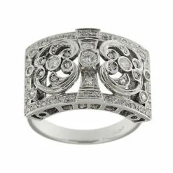 Bague bandeau or blanc diamants