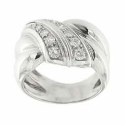 Bague bandeau or blanc diamants
