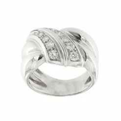 Bague bandeau or blanc diamants