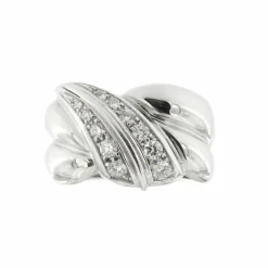 Bague bandeau or blanc diamants