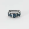 Bague bandeau or blanc et saphir
