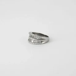 Bague bandeau or blanc et diamants