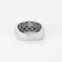 Bague bandeau or blanc et saphir