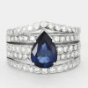 Bague bandeau or gris, saphir et diamants