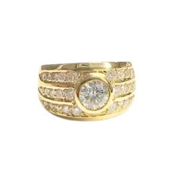 Bague bandeau or jaune diamants