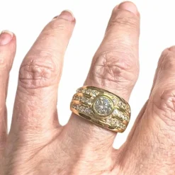 Bague bandeau or jaune diamants