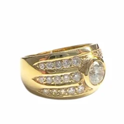 Bague bandeau or jaune diamants