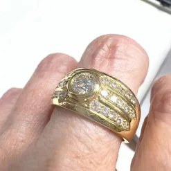 Bague bandeau or jaune diamants