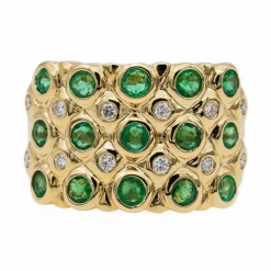 Bague Bandeau Or jaune Emeraude