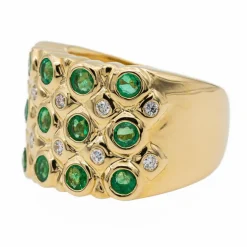 Bague Bandeau Or jaune Emeraude