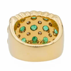 Bague Bandeau Or jaune Emeraude
