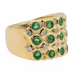 Bague Bandeau Or jaune Emeraude
