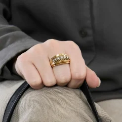 Bague bandeau or jaune et diamants