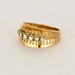 Bague bandeau or jaune et diamants
