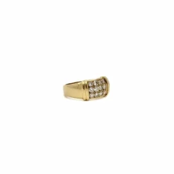 Bague bandeau or jaune pavage diamants