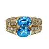 Bague bandeau Or jaune Topaze Diamants