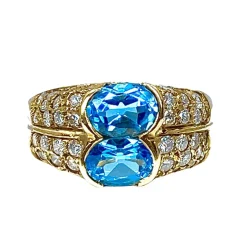 Bague bandeau Or jaune Topaze Diamants