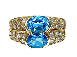 Bague bandeau Or jaune Topaze Diamants