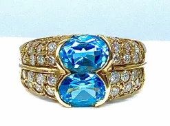 Bague bandeau Or jaune Topaze Diamants