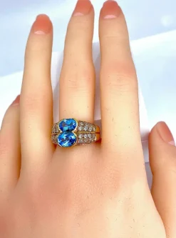 Bague bandeau Or jaune Topaze Diamants