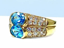 Bague bandeau Or jaune Topaze Diamants