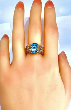 Bague bandeau Or jaune Topaze Diamants