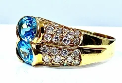 Bague bandeau Or jaune Topaze Diamants