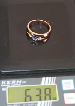Bague Bandeau Or Rose Saphir Et Diamants