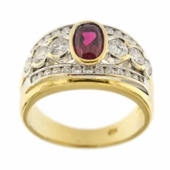 Bague bandeau rubis diamants