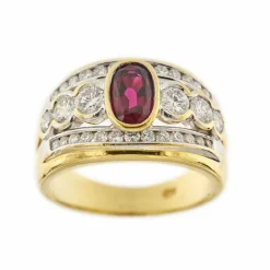 Bague bandeau rubis diamants