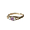 Bague bandeau rubis et perles sur or