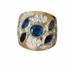 Bague bandeau saphirs diamants