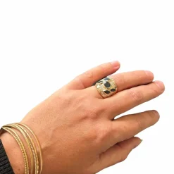 Bague bandeau saphirs diamants