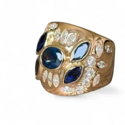 Bague bandeau saphirs diamants