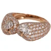 Bague baroque double coeur pavage diamants