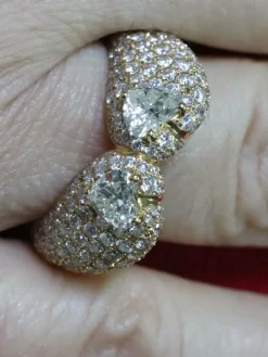 Bague baroque double coeur pavage diamants