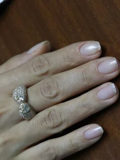 Bague baroque double coeur pavage diamants
