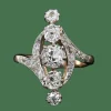 Bague Belle Epoque de forme marquise en diamants