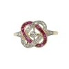 Bague Belle Epoque or jaune diamants rubis calibres