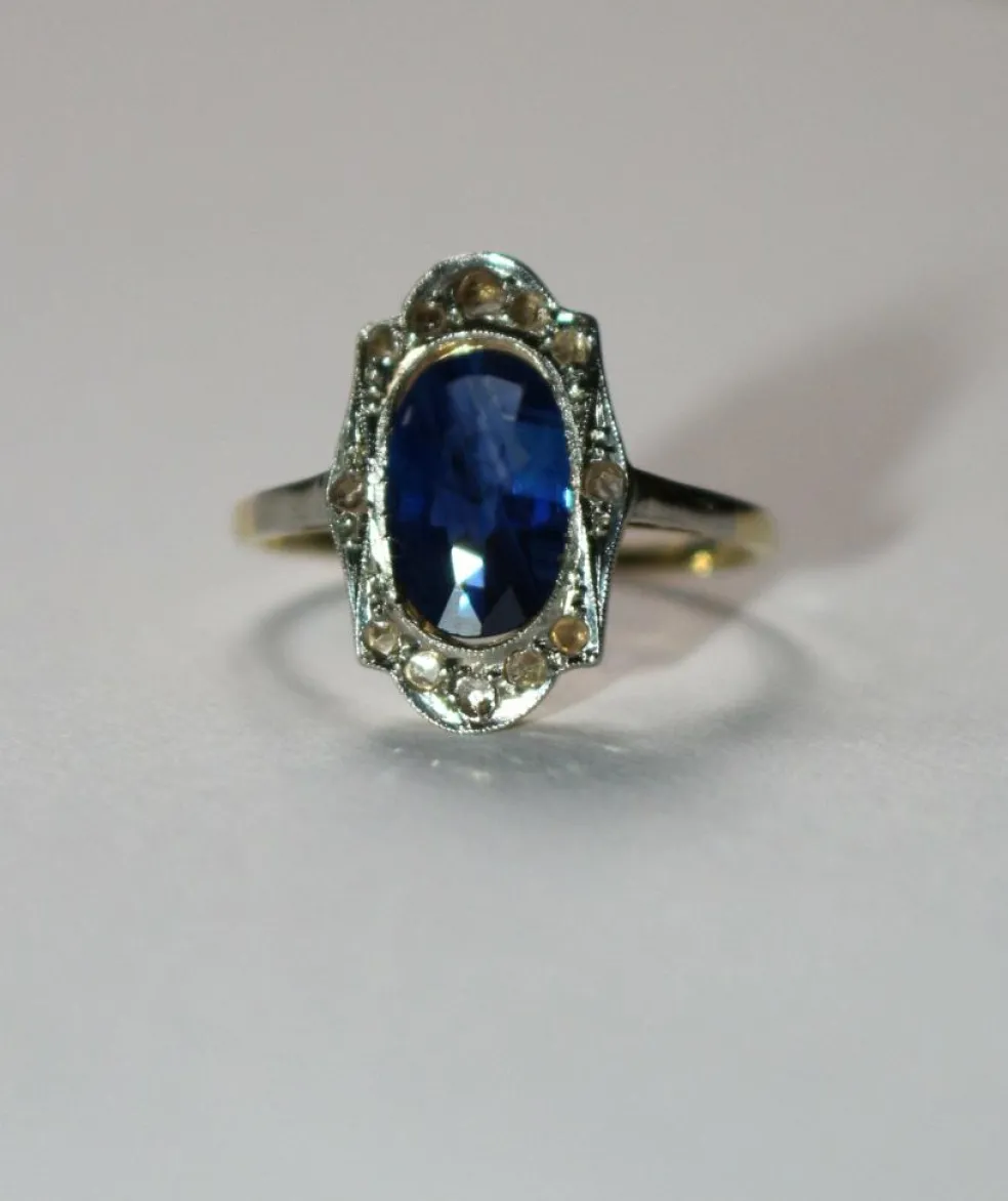 Bague Belle Epoque saphir naturel non chauffé